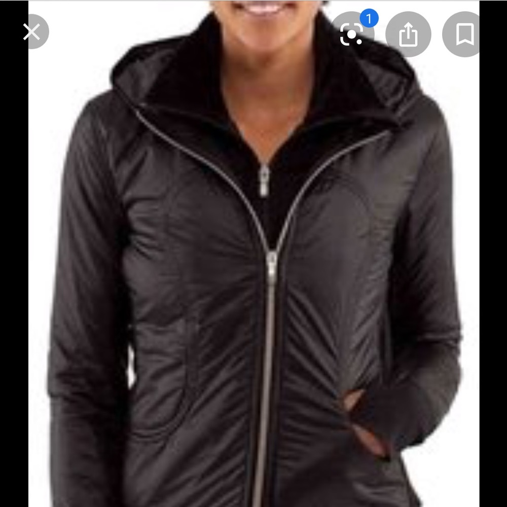 Lululemon black uba hoodie fleece leather jacket 6